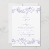 Invitation Élégance Vintage : Mariage Floral Lilas (Devant)