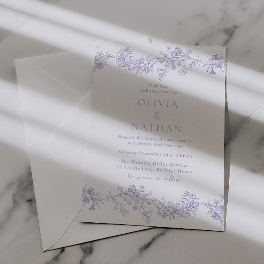 Invitation Élégance Vintage : Mariage Floral Lilas