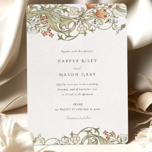 Invitation Élégance Vintage Mariage Floral William Morris