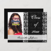 Invitation Élégance Vintage, noir et blanc (Devant / Derrière)