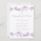 Invitation Élégance vintage : Parti d'engagement floral viole (Devant)