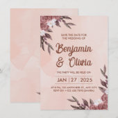 Invitation Elegance Woman with Peonies Aquarelle Art Imprimer (Devant / Derrière)