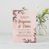 Invitation Elegance Woman with Peonies Aquarelle Art Imprimer (Debout devant)