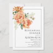 Invitation Éleganr roeach peony fleurs répétition dîner (Devant)