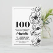 Invitation Elégant 100e anniversaire de florale (Debout devant)