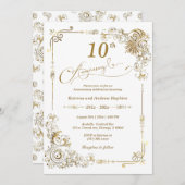Invitation Élégant 10 ans d'anniversaire (Devant / Derrière)