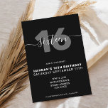 Invitation Elégant 16ème anniversaire moderne<br><div class="desc">Moderne et élégant Invitation du 21e anniversaire. Conception minimaliste de modèle d'invitation de 21e anniversaire avec élégante calligraphie écriture manuscrite.</div>