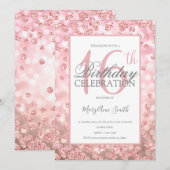 Invitation Elégant 16ème anniversaire Rose Gold Parties scint (Devant / Derrière)