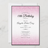 Invitation Elegant 18th Birthday Pink Glitter Debut (Devant)