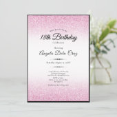 Invitation Elegant 18th Birthday Pink Glitter Debut (Debout devant)