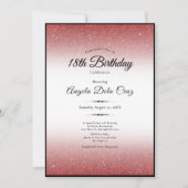 Invitation Elegant 18th Birthday Red Glitter Debut (Devant)