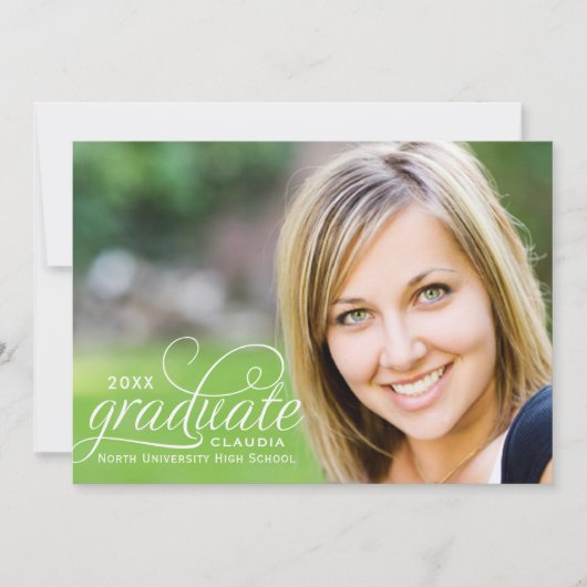 Invitation Élégant 2025 Diplômé en Script Photo Graduation (Devant)
