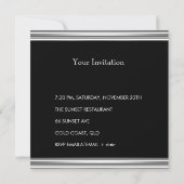 Invitation Élégant 21e 21 Anniversaire Soirée Noire Déco Arge (Dos)