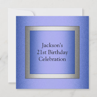 Invitation Elégant 21e anniversaire Blue & Silver Metallic