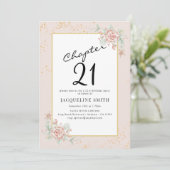 Invitation Élégant 21e anniversaire de florale (Debout devant)