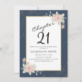 Invitation Élégant 21e anniversaire de florale (Devant)