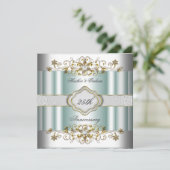 Invitation Élégant 25e Anniversaire Argent Bleu Menthe Sarcel (Debout devant)