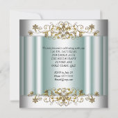 Invitation Élégant 25e Anniversaire Argent Teal Bleu Menthe (Dos)