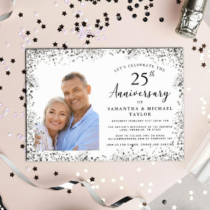Invitation Élégant 25e anniversaire de Mariage