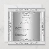 Invitation Élégant 25e anniversaire de mariage argent blanc (Dos)