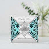 Invitation Élégant 25e Anniversaire de Mariage Bleu sarcelle  (Debout devant)