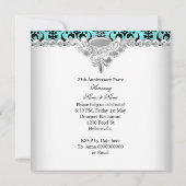 Invitation Élégant 25e Anniversaire de Mariage Bleu sarcelle  (Dos)