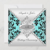 Invitation Élégant 25e Anniversaire de Mariage Bleu sarcelle  (Devant)