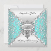 Invitation Élégant 25e Anniversaire de Mariage Bleu Turquoise (Devant)