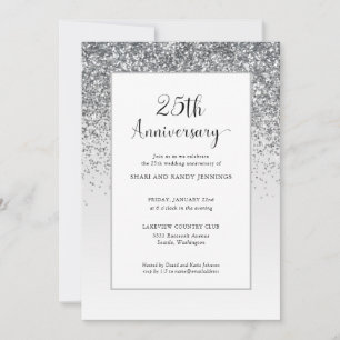 Invitation Élégant 25e anniversaire de Mariage de Parties sci