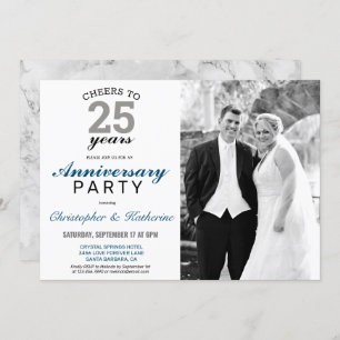 Invitation Élégant 25e anniversaire de Mariage en argent