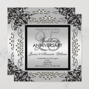 Invitation Élégant 25e anniversaire de Mariage en argent et n