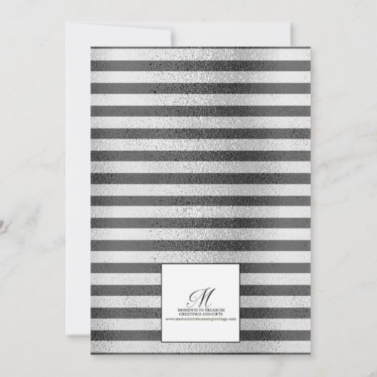 Invitation Élégant 25e anniversaire de Mariage en argent noir (Dos)