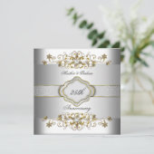 Invitation Élégant 25e Anniversaire de Mariage Modèle Argent  (Debout devant)