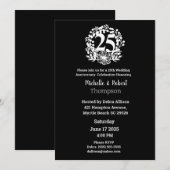 Invitation Élégant 25e Anniversaire de Mariage Noir et Blanc  (Devant / Derrière)