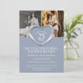 Invitation Élégant 25e anniversaire Mariage d'argent vertical (Debout devant)