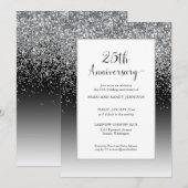 Invitation Élégant 25e anniversaire Mariage d'étincelle d'arg (Devant / Derrière)