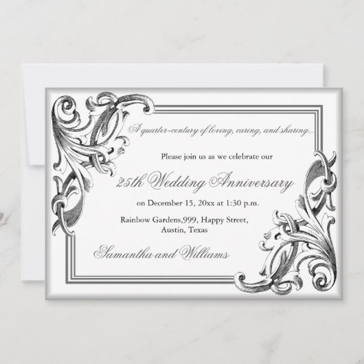 Invitation Elegant 25th Silver Wedding Anniversary Photo  (Devant)