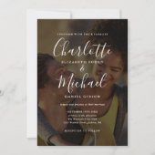 Invitation Élégant 2 Mariage de script de signature photo (Devant)