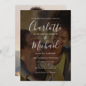 Invitation Élégant 2 Mariage de script de signature photo (Devant / Derrière)