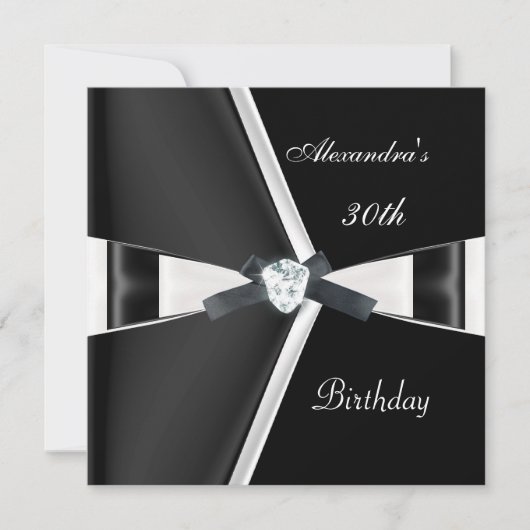 Invitation Elégant 30e anniversaire Black White Bow (Devant)
