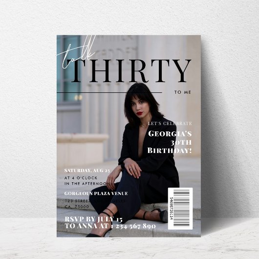 Invitation Élégant 30e anniversaire Couverture de magazine ph