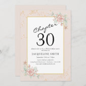 Invitation Élégant 30e anniversaire de florale (Devant / Derrière)