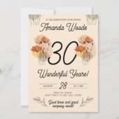 Invitation Elégant 30e anniversaire de florale (Devant)