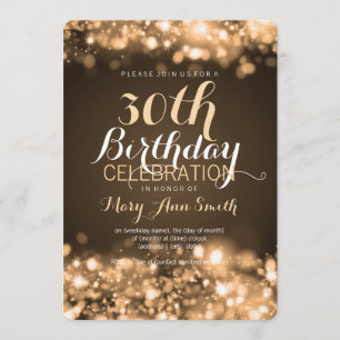 Invitation Élégant 30e anniversaire de la fête Gold éclat