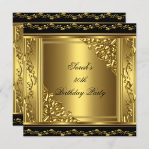 Invitation Elégant 30e anniversaire Gold Black Gold Floral 3