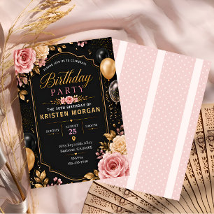 Invitation Élégant 30e anniversaire noir et or