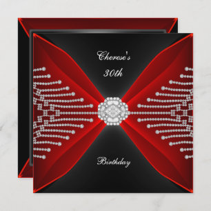 Invitation Elégant 30e anniversaire noir Rich Diamant rouge