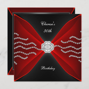 Invitation Elégant 30e anniversaire noir Rich Diamant rouge 2