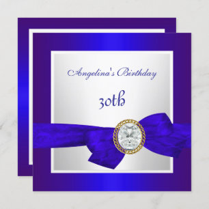 Invitation Elégant 30e anniversaire Royal Blue White Diamond