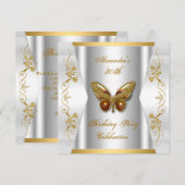 Invitation Elégant 30ème anniversaire de fête Blancs Papillon (Devant / Derrière)